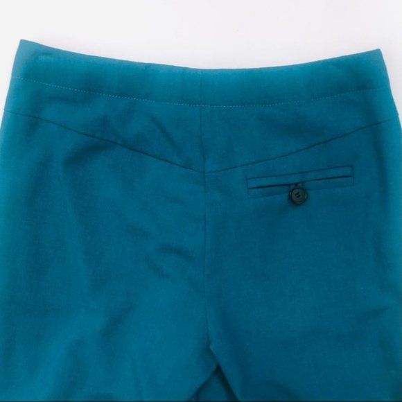 Magaschoni Wool Blend Silk Trim Tuxedo Dress Trouser in Absinthe (Teal), Size 4 - Picture 4 of 10